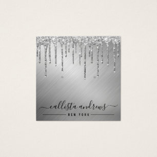 Silver Glitter Drips Earring Display Card