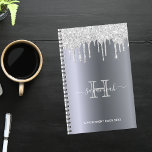 Silver glitter drips glam appointment book 2023 planner<br><div class="desc">A faux silver metallic looking background with elegant faux silver glitter drips, paint dripping look. Personalize and add a name, monogram letter and a title. The name is written in white with a large modern hand lettered style script with swashes. White and gray colored text. To keep the swashes only...</div>