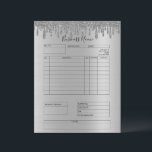 Silver Glitter Drips Invoice Small Business  Letterhead<br><div class="desc">Silver Glitter Drips Invoice Small Business Letterhead</div>