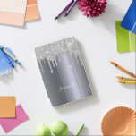 Silver glitter drips name glamourous iPad mini cover<br><div class="desc">An elegant,  girly and glam phone case. Faux silver glitter drips,  paint drip look.  Faux silver metallic looking background. Insert your name,  written with a modern hand lettered style script. White coloured letters.</div>