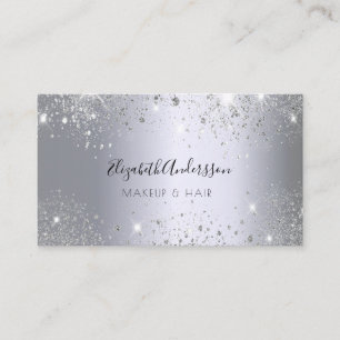 Silver glitter dust metal makeup hair beauty business card