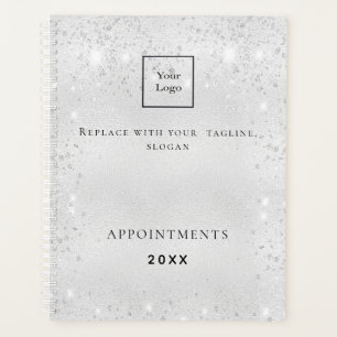 Silver glitter dust QR code business logo 2025 Planner