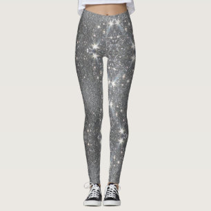 Silver Glitter Effect Dance Stretch Pants - Pant