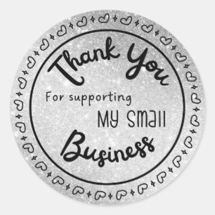 Silver Glitter Effect Thank You Sticker Sheet 