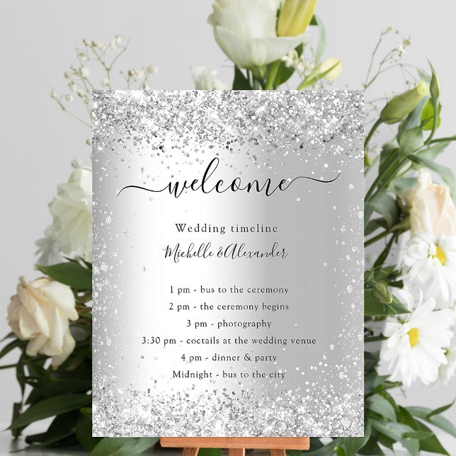 Silver glitter elegant budget wedding program (Creator Uploaded)