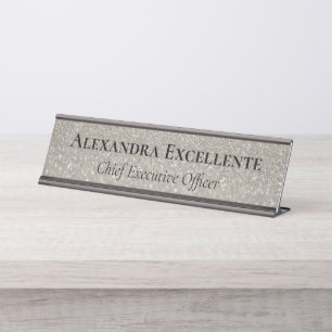 Silver Glitter Elegant Fashion Custom Desk Name Plate