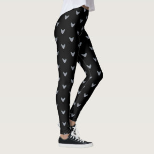 Silver Glitter Elf Sphynx Cat Heads Black Women's Leggings