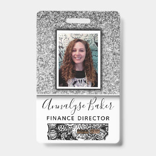Silver Glitter Employee Nurse Doctor Photo Name Badge