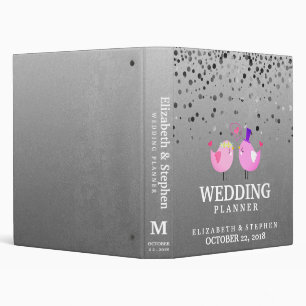 Silver Glitter Faux Foil Confetti Wedding Planner Binder