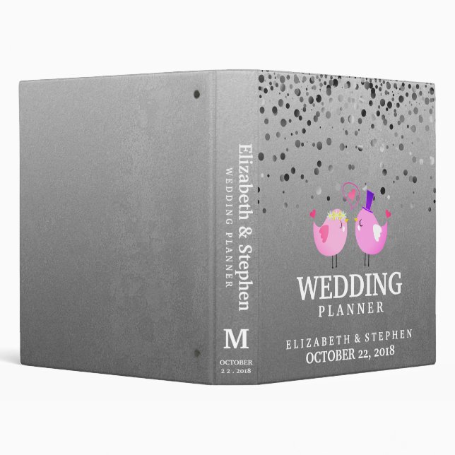 Silver Glitter Faux Foil Confetti Wedding Planner Binder (Background)