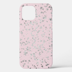 Silver Glitter Flakes and Blush iPhone 12 Pro Case