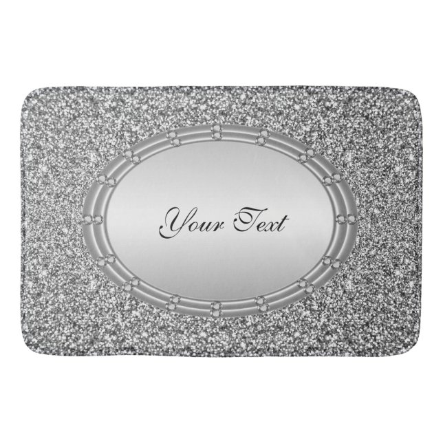 Silver Glitter Frame Bath Mat (Front)