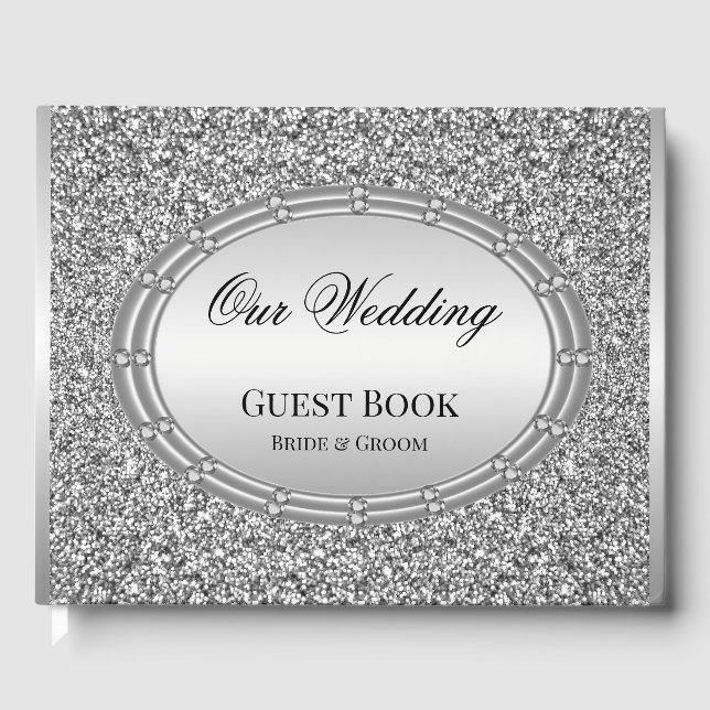 Silver Glitter Frame Guest Book (Front)