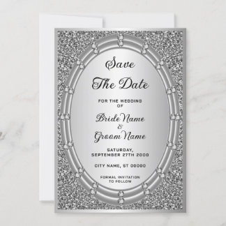 Silver Glitter Frame Save The Date