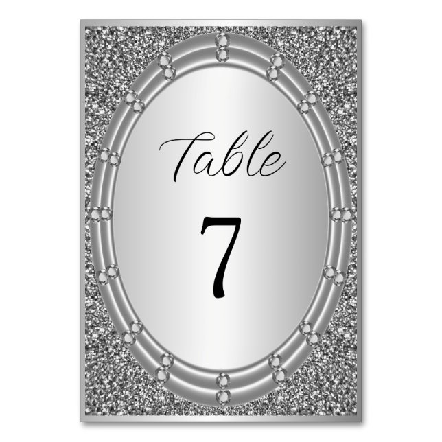 Silver Glitter Frame Table Number (Front)