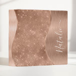 Silver Glitter Glam Bling Personalized Metallic 3  Binder<br><div class="desc">Easily personalize this rose gold brushed metal and glamourous faux glitter patterned binder with your own custom name.</div>