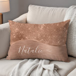 Silver Glitter Glam Bling Personalized Metallic Accent Pillow<br><div class="desc">Easily personalize this rose gold brushed metal and glamourous faux glitter patterned accent pillow with your own custom name.</div>