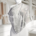 Silver Glitter Glam Bling Personalized Metallic Bandana<br><div class="desc">Easily personalize these silver brushed metal and glamourous faux glitter patterned bandana with your own custom name.</div>