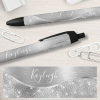 Silver Glitter Glam Bling Personalized Metallic