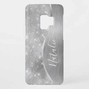 Silver Glitter Glam Bling Personalized Metallic Case-Mate Samsung Galaxy S9 Case