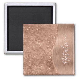 Silver Glitter Glam Bling Personalized Metallic Ma Magnet