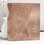 Silver Glitter Glam Bling Personalized Metallic Mini Binder<br><div class="desc">Easily personalize this rose gold brushed metal and glamourous faux glitter patterned mini binder with your own custom name.</div>