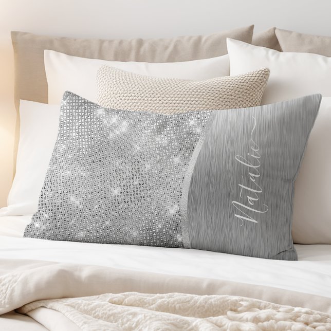 Silver Glitter Glam Bling Personalized Metallic Pillowcase (Creator Uploaded)