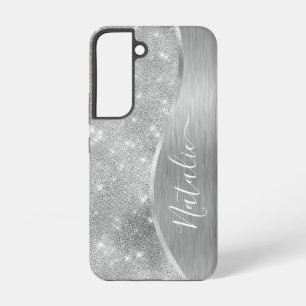 Silver Glitter Glam Bling Personalized Metallic Samsung Galaxy Case