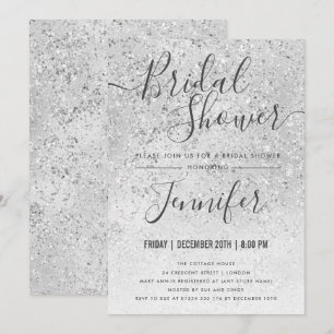 Silver Glitter Glam Bridal Shower Invitation