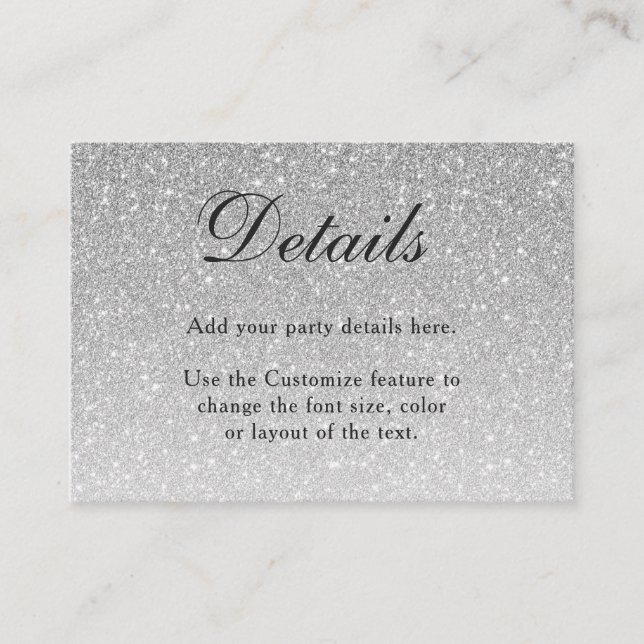 Silver Glitter Glam Enclosure Card (Front)