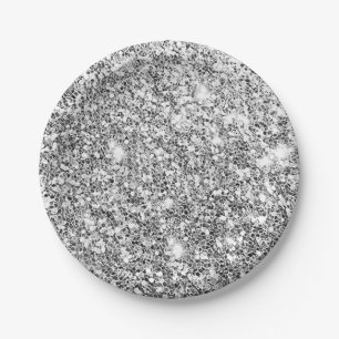 Silver Glitter Glam Paper Plate
