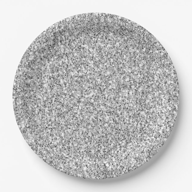Silver Glitter Glitz         Paper Plate (Front)