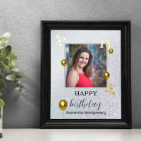 Silver Glitter Gold Balloons Happy Birthday