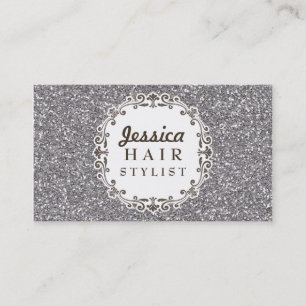 Silver Glitter Hair Stylist Appointment Cards