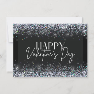 Silver Glitter Happy Valentine's Day Card