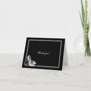 Silver Glitter Heels Thank You Card