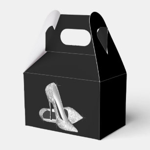 Silver Glitter High Heel Shoe Favor Box