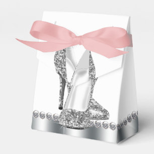Silver Glitter High Heel Shoe Favor Box