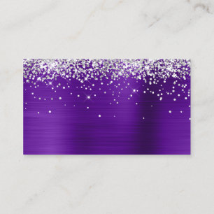Silver Glitter Indigo Purple Foil Blank Place Card