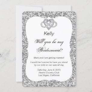 Silver Glitter Infinity Heart Bridesmaid Card