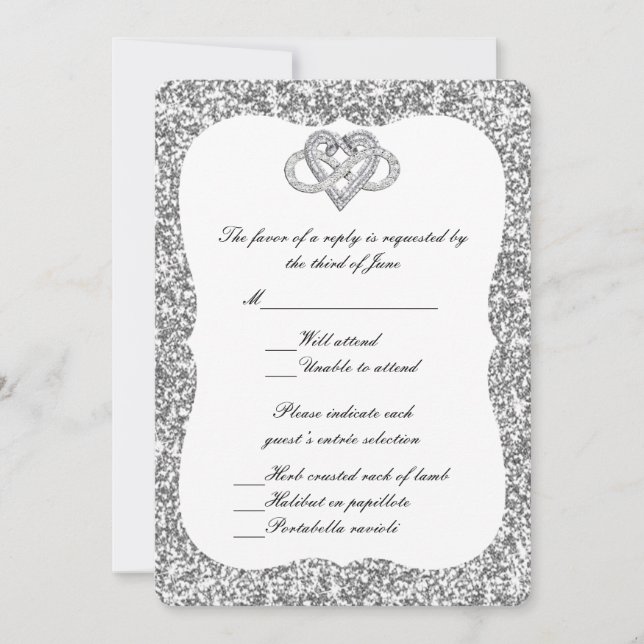 Silver Glitter Infinity Heart Response Card (Front)