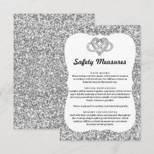 Silver Glitter Infinity Heart Safety Measures Enclosure Card