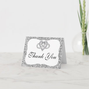 Silver Glitter Infinity Heart Thank You Card