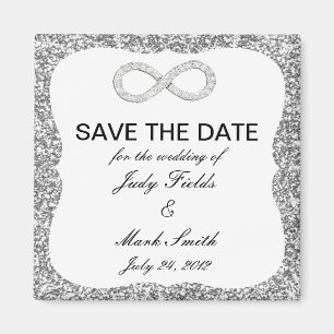 Silver Glitter Infinity Save The Date Magnet