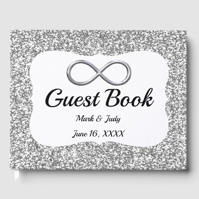 Silver Glitter Infinity Wedding Guestbook (Front)