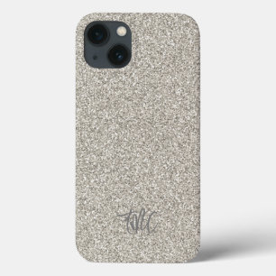 Silver Glitter INITIALS Glam Luxury Modern Cool iPhone 13 Case