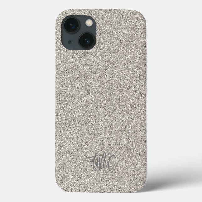 Silver Glitter INITIALS Glam Luxury Modern Cool Case-Mate iPhone Case (Back)