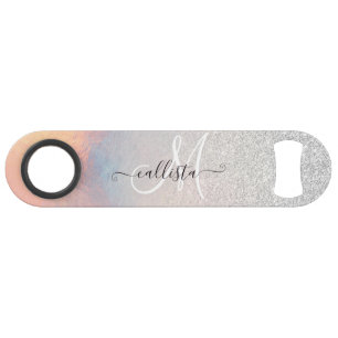 Silver Glitter Iridescent Holographic Gradient Bar Key