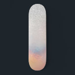 Silver Glitter Iridescent Holographic Gradient Skateboard<br><div class="desc">This elegant and chic design is perfect for the trendy and stylish girly girl. It features faux printed silver glitter with pink, peach, blue, and purple iridescent holographic ombre gradient design. It's modern, cool, unique, glamorous, and original. ***IMPORTANT DESIGN NOTE: For any custom design request such as matching product requests,...</div>