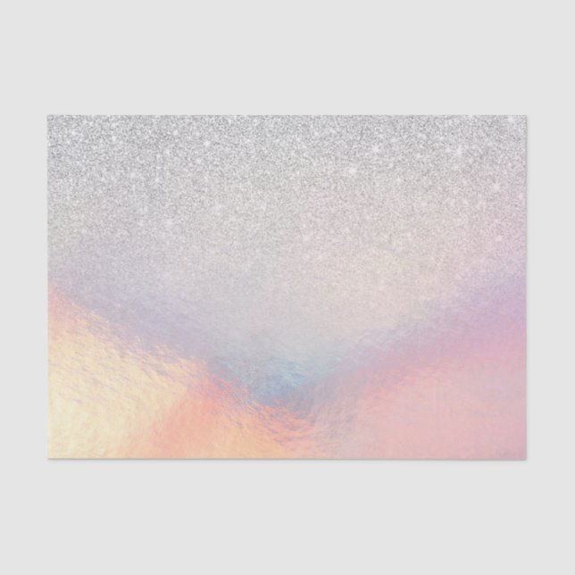 Silver Glitter Iridescent Holographic Gradient Tissue Paper (Front)